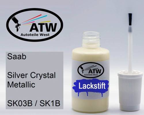 Saab, Silver Crystal Metallic, SK03B / SK1B: 20ml Lackstift, von ATW Autoteile West.